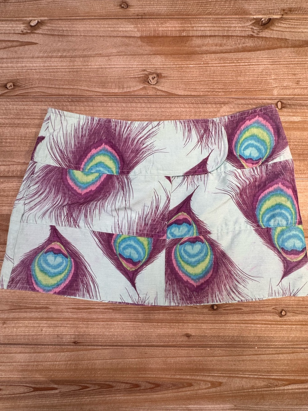 Nanette Lepore Peacock Feather Print Mini Skirt - White, Purple & Blue